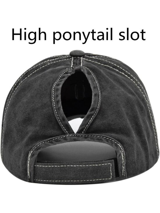 〽️Women\'s Star Black High Ponytail Baseball Cap Trucker Bad Hair Day Adjustable main image 5